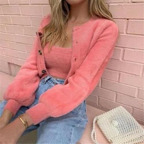Women Clothes Set Autumn Winter Ladies Loose Long Sleeve Cardigan Tops+Vest Fleece Kimono Tops Blouse Coat Jacket Clothing Set