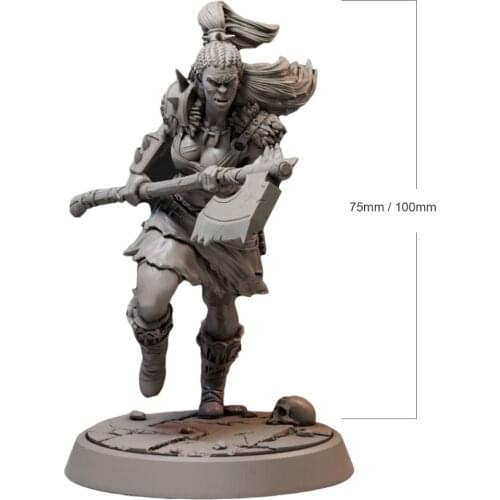 1/24 75mm 1/18 100mm Resin Model Kits Orc Female Warrior Figure Unpainted No Color RW-029