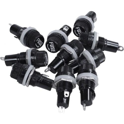 10Pcs 10A AC 250V 5mm x 20mm Panel Mounted Plastic Fuse Holder Socket