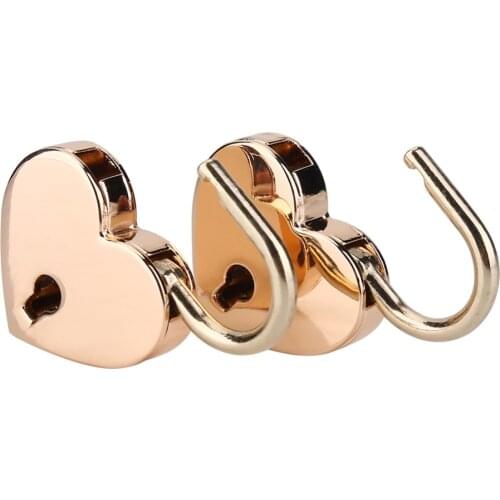2 sets Heart-shaped Padlock & Skeleton Key Metal Lock Heart-shaped Padlock with Key for Luggage Diary Book Jewelry Box