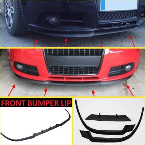 For Audi A3 A4 S3 S4 8P 8L CUPRA R Front Bumper Lip Universal 3pcs Diffuser Black Bumper Lip Spoiler Body Kit Tuning Protector