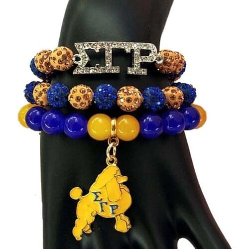 3pcs for one set Sorority Fraternity Sigma Gamma Rho multilayer bracelet Jewelry accessories DIY charm Beads Bracelet