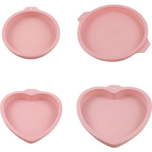 4PCS 6/8inch Silicone Cake Mold Heart Round Shaped DIY Reusable Baking Mold Cake Pan Bread Mold For Kitchen Baking Tools