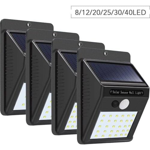 8/12/20/25/30/40 LED Solar Lamps Solar Power PIR Motion Sensor Wall Light Outdoor Waterproof Street Yard Path Home Garden Lamp