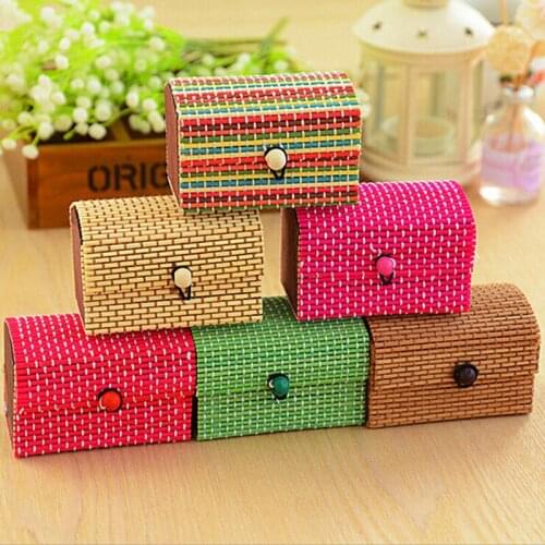 9*6*6CM Creative Bamboo Wooden Jewelry Storage Box Ring Necklace Earrings Storage Boxes Jewelry Case Organizer