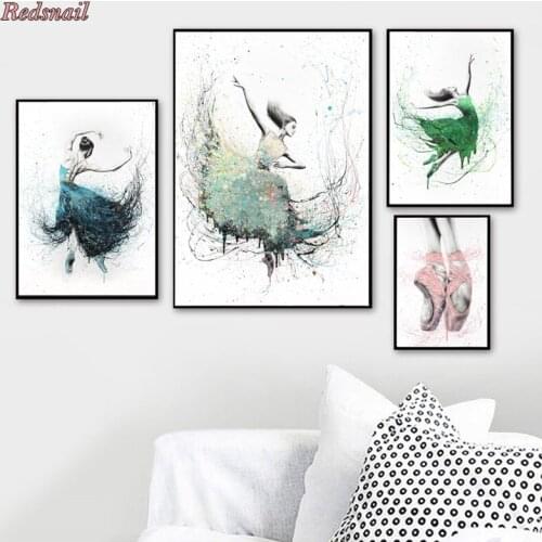 Diamonds Embroidery Watercolor Abstract Ballerina Dance Wall Art DIY Diamond painting cross-stitch 5D Full mosaic Ballet EE746