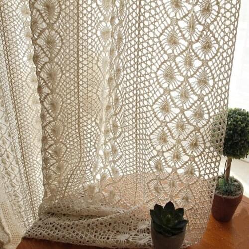 Tiyana Retro Pastoral Style Handmade Crochet Hollow Curtain Tulle Curtain For Living Room Bedroom Villa Window Decor Voile#4