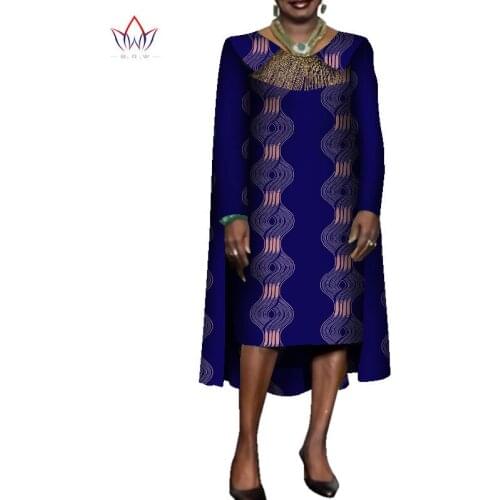 African Dresses for Women Bazin Riche Golden tassel On Collar African Print Cotton Dress Bodycon Elegant Party Clothes WY7663