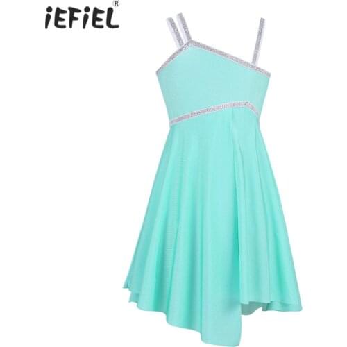 IEFIEL Kids Girls Shiny Ballet Dress Ballerina Dance Gymnastics Leotard for Girls Jazz Latin Dance Dress Soft Dancewear Costumes