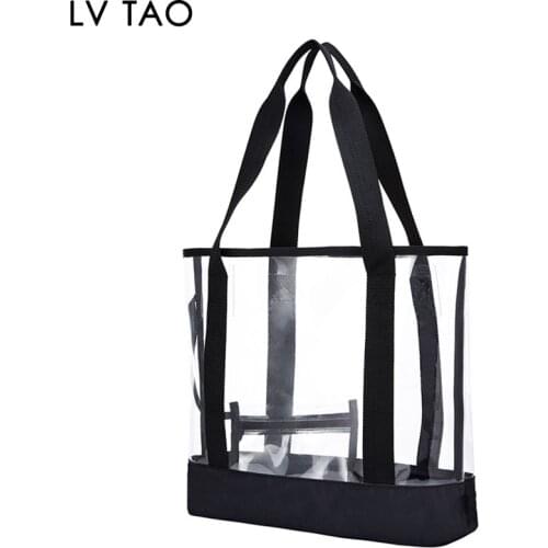 Large Clear Tote Bag Fashion PVC Shoulder Handbag for Women Clear Stadium Bag for Security Travel,Shopping,Sports and Work
