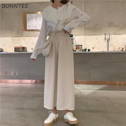 Casual Pants Women Plus Size 4XL All-match Summer Leisure Ins Solid Popular Ankle-Length Trousers Overalls Elastic Waist Fashion