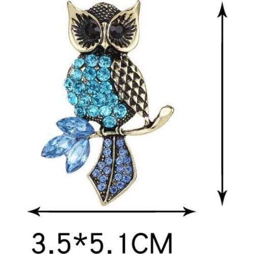 Black Eye Rhinestone Owl Bird Animal Brooch Pin Vintage Party Pin