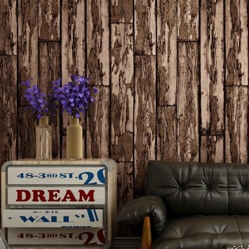 Board Imitation Wood Vintage Striped Wallpaper Pvc Surface Waterproof Embossed Wall Paper Restaurant Living Room Papel De Parede