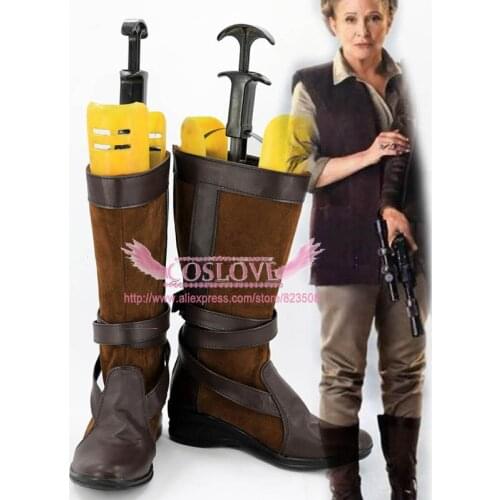 Episode 7 The Force Awakens General Leia Organa Brown Shoes Cosplay Boots CosplayLove For Halloween Christmas Party