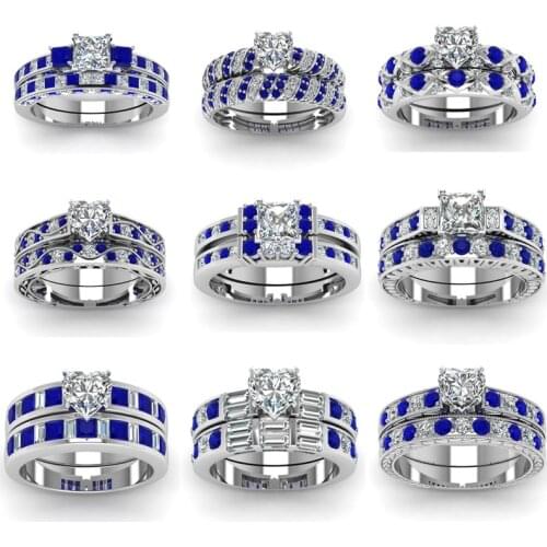 FDLK New Gorgeous Brand Jewelry Heart Shaped Wedding Ring Bridal Wedding Engagement Ring Set Anniversary Promise Jewelry Gift