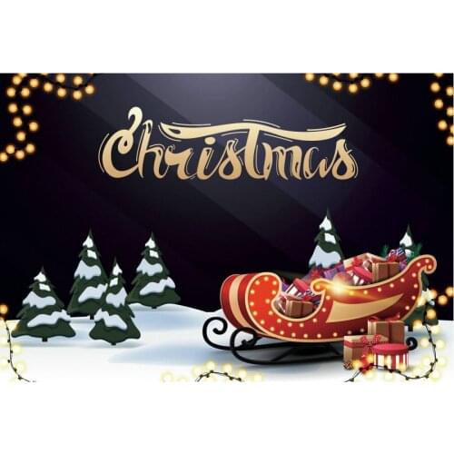 Christmas Backdrop Winter Sleigh Gift Box Photography Background Family New Year Xmas Party Decoration Photo Booth Studio Props