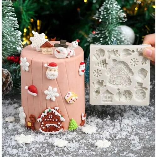 Cake Mould Craft Silicone Chocolate Decor Baking Mold Fondant Snow Tree Deer Christmas