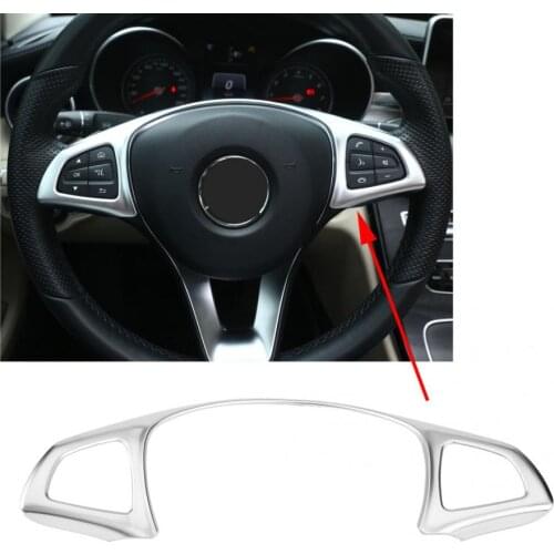 Car Steering Wheel Cover Frame Trim Decorative Sticker Silver Chrome for Mercedes Benz E W213 C W205 GLC X253 2015 2016-2018