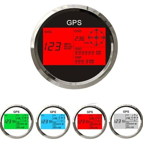 7 Colors Backlight 85mm Digital GPS Speedometer Odometer with OverSpeed Buzzer Alarm & Trip COG GPS Antenna for Car Boat Motor
