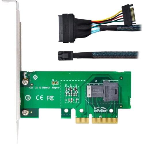 Jimier PCI-E 3.0 4.0 x4 to SFF-8643 36Pin Card Adapter With SFF-8643 to U.2 U2 SFF-8639 NVME PCIe SSD Cable for Mainboard SSD