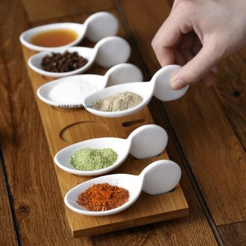 Ceramic fruit platter snack dish bamboo wood tray Japanese restaurant snack dish chili sauce seasoning small dish