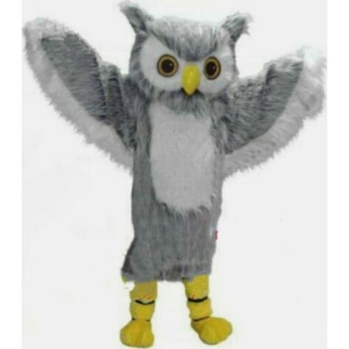 Gray Plush Owl Mascot Costume Animal Cosplay Party Carnival Halloween Dress Up Unisex Fursuit Cosplay Bodysuit