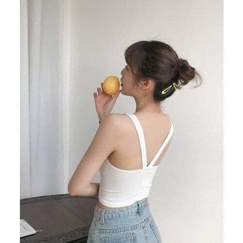 Sexy Crop Top T Shirt Solid Color Cotton Women Camisole Camis Slim Female Y-style Back Camisole Streetwear Sleeveless Tanks