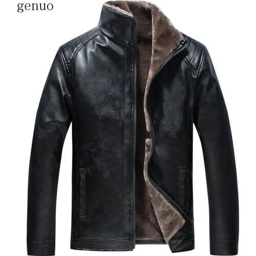 New Leather Jacket Jaqueta De Couro Masculina Mens Thick PU Leather Coat Men Smart Casual Winter Faux Fur Fleece Jacket Male