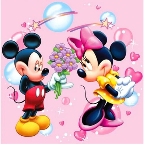 Square Round Diamond Painting Disney Mickey and Minnie Couple 5d Diy Cross Stitch Kit Mosaic Pattern Home Decoration