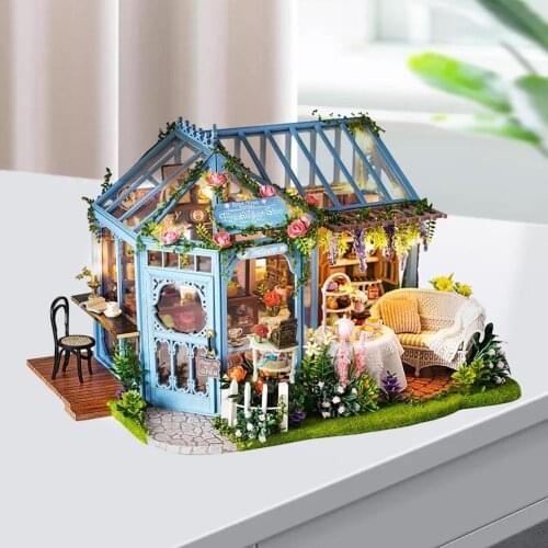 Dollhouse Miniature with Furnitures DIY Dollhouse Kit with Music Movement 1:24 Scale Innovative Rose Flower Garden Dollhouse