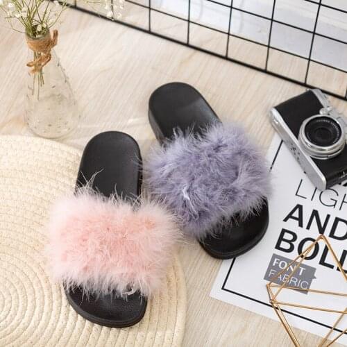Feather Fashion Outside Wearing Womens Hair Slippers Versatile Versatile Women Shoes Slippers Women Shoes for Women
