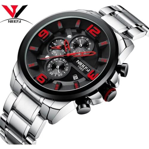 Reloj Hombre 2019 NIBOSI Mens Watches Luxury Brand Waterproof Fashion Man Clock Stainless Steel Wrist Watch Erkek Kol Saati