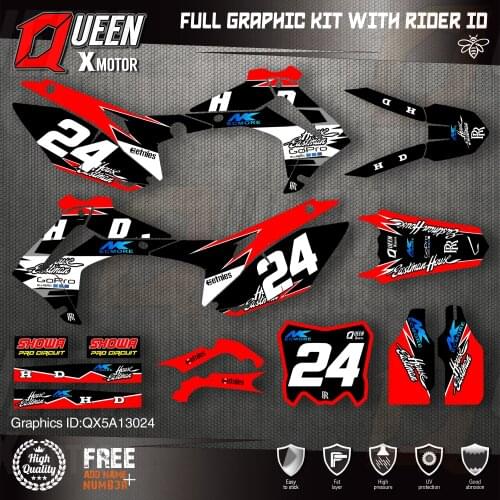QUEEN X MOTOR Custom Team Graphics Backgrounds Decals Stickers Kit For HONDA 2014-2017 CRF250R 2013-2016 CRF450R 024