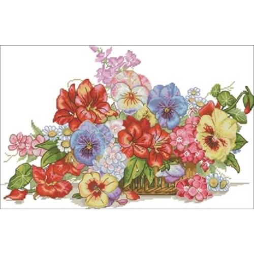 Gorgeous flower basket patterns counted 11CT 14CT 18CT DIY Cross Stitch Sets wholesale Cross-stitch Kits Embroidery Needlework