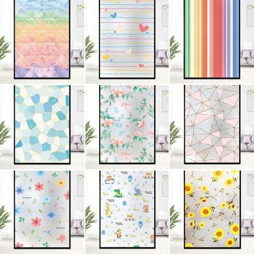 Jelnln creative pattern window glass sticker frosted film shading heat insulation film transparent opaque toilet privacy film