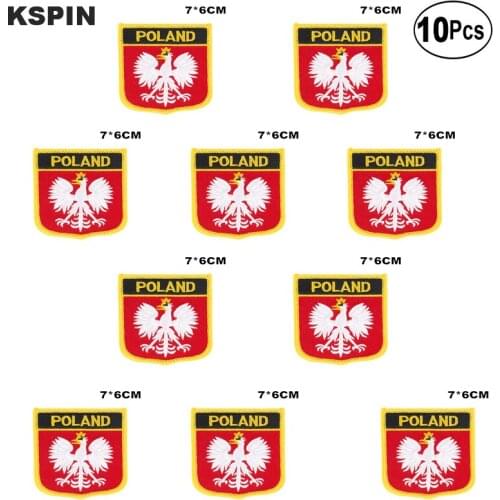 Poland Flag Embroidery Patches Iron on Saw on Transfer patches Sewing Applications for Clothes in Home&Garden