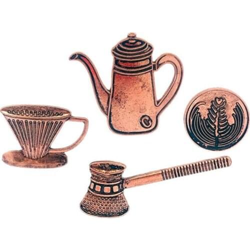 Timlee X113 New Retro Coffee utensils Filter cup Metal Brooch Pins,Fashion Jewelry Wholesale