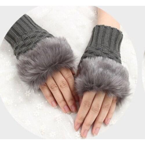 The New Fashion Winter Keep Warm Gloves Madam Plush Thickening Semi Finger Gloves ZFS0772