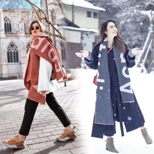 Autumn and Winter 2018 Womens New Cashmere Like AC Scarf. Large Letter Extended Warm Scarf, Shawl. Winter Scarf