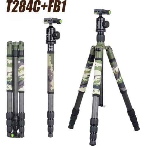 XILETU T284C+FB1 Camo Professional Carbon Fiber Tripod Removable Monopod with 36mm Ball Head For Canon Sony Nikon Cameras