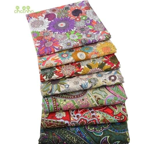 Chainho,Floral Series Printed Plain Cotton Fabric,DIY Quilting&Sewing Poplin Material For Baby&Childrens Dress,Shirt,Skirt