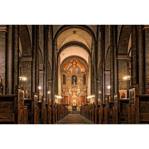 PX-84 Christian Cathedral Oil Painting By Numbers landscape Cuadros Decoracion Acrylic Paint On Canvas For Artwork Modern 50x75