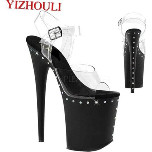 The 2018 new, 8-inch high-heeled sandals, sexy sequined soles, and 20 cm high heels