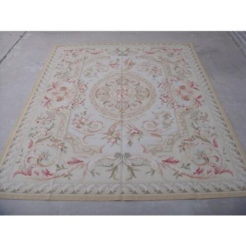 Free shipping 12'x15' Aubusson woolen carpe aubusson design area carpet hand woven woolen rug