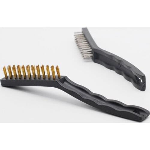 Dental Lab Instrument 2Color Bur Cleaning Brass Wire Brush Flat For Dentistry Clinic