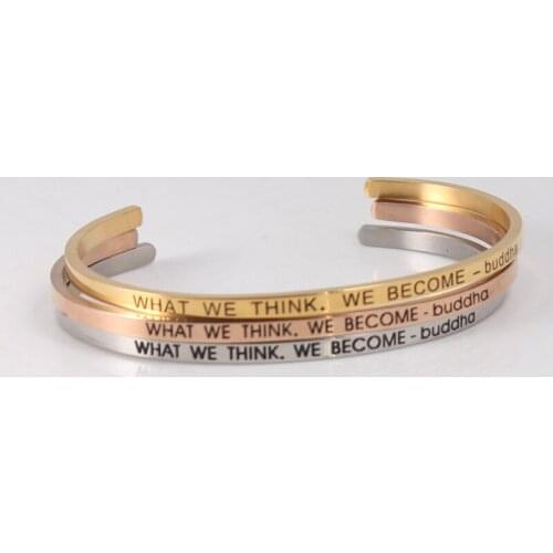 316L Stainless Steel Inspirational Bracelets for Women Girls Gifts for Family Friend Personalized Mantra Engraved Jewelry