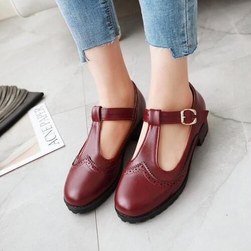 2020 Shoes Women Round Toe Spring Pumps new Chunky High Heels Mary Jane Causal Ladies Shoes Thick Ladies Classic Shoes