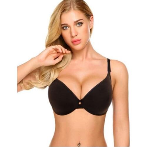 Plus Size Women Rimless Gathered Bras Glossy Women Full-Coverage Push Up Underwear Bras Solid Adjusted Brassieres 105C