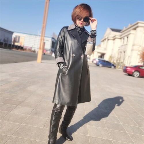 Genuine Leather Jacket 2020 Women Spring Autumn Sheepskin Coat Long Blazer Leather Jackets Womens Windbreaker