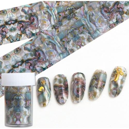 1 Roll Shell Print Nail Foil Transfer Slider Sticker Animal Starry Adhesive Nail Wrap Decal 3D Decoration Tips Manicure